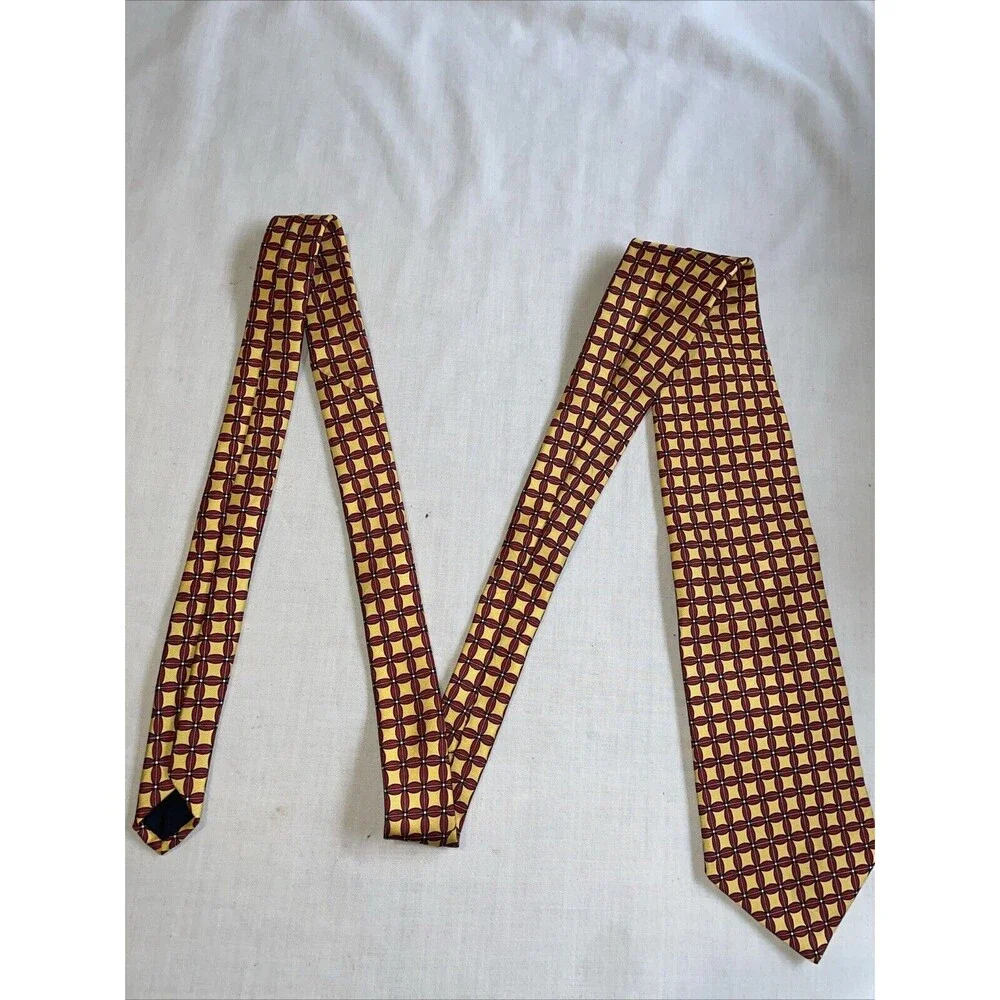 Brooks Brothers Makers Men’s Dress Tie Size 56” Yellow Geometric Business Formal